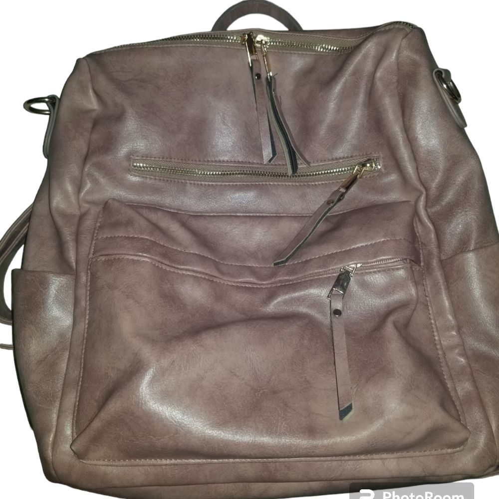 Leather Backpack Pale Pink Color - Picture 2 of 9